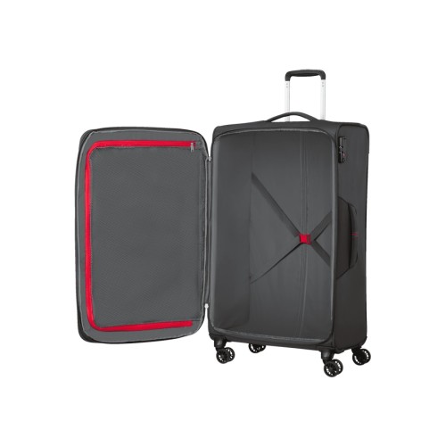 American Tourister 133191-2645 Crosstrack, Ύφασμα, Μεγάλη, ATAN, Ανθρακί/Κόκκινη Ρίγα