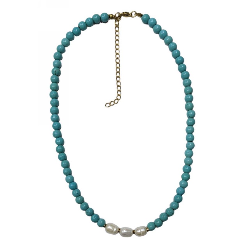 Kostibas 1014-934DL, Κολιέ, Πέτρα, Λάβα, Τιρκουάζ