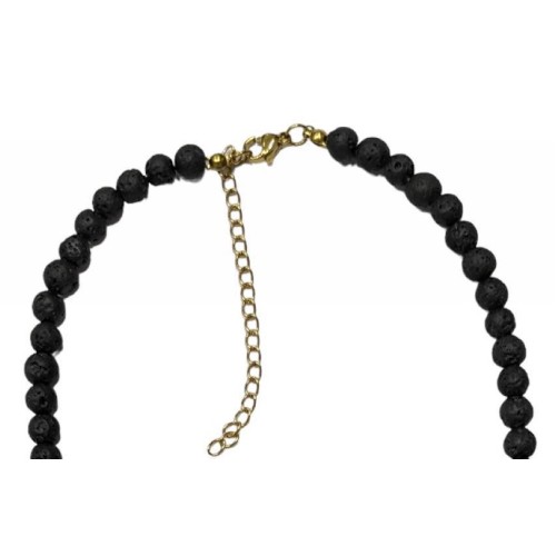 Kostibas 1014-934AL, Κολιέ, Πέτρα, Λάβα, Μαύρο