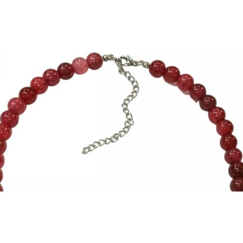 Kostibas 1014-919U1, Κολιέ, Γυάλινη χάντρα, Ασημί/Κόκκινο