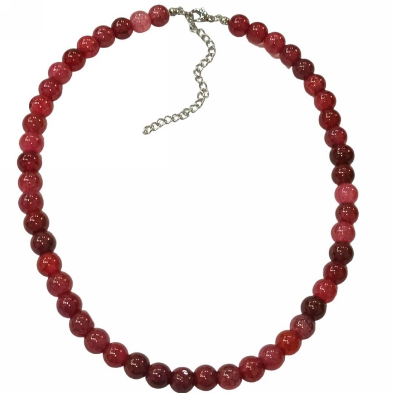 Kostibas 1014-919U1, Κολιέ, Γυάλινη χάντρα, Ασημί/Κόκκινο