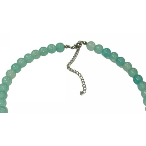 Kostibas 1014-919C1, Κολιέ, Γυάλινη χάντρα, Ασημί/Σιέλ