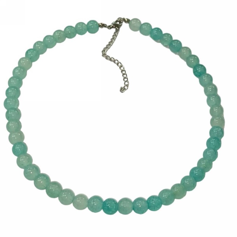 Kostibas 1014-919C1, Κολιέ, Γυάλινη χάντρα, Ασημί/Σιέλ