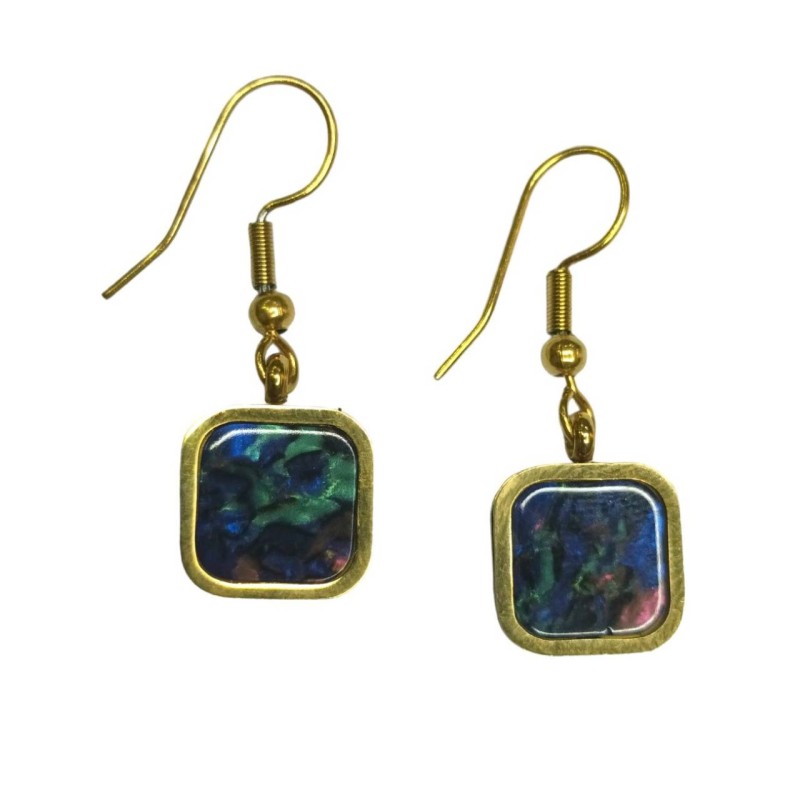 Kostibas 3013-953X7, Σκουλαρίκια, Ατσάλι, Χρυσό με πολύχρωμη πέτρα