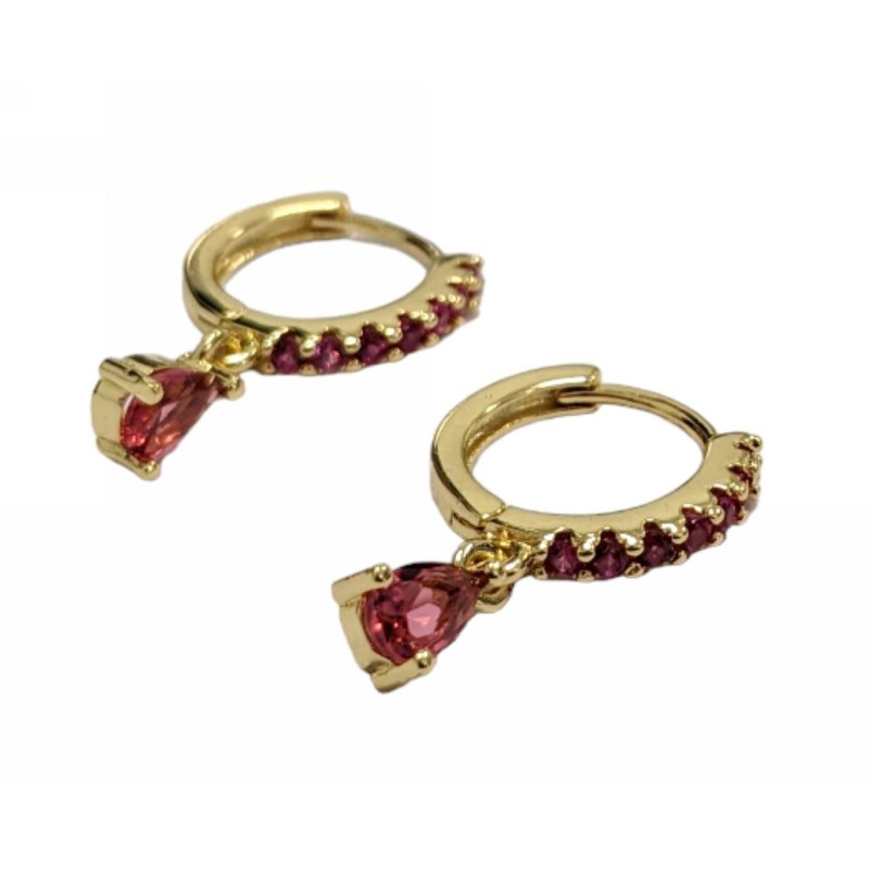 Kostibas 3012-94214, Σκουλαρίκια, Μεταλλικά, Με ροζ πέτρα, Χρυσό
