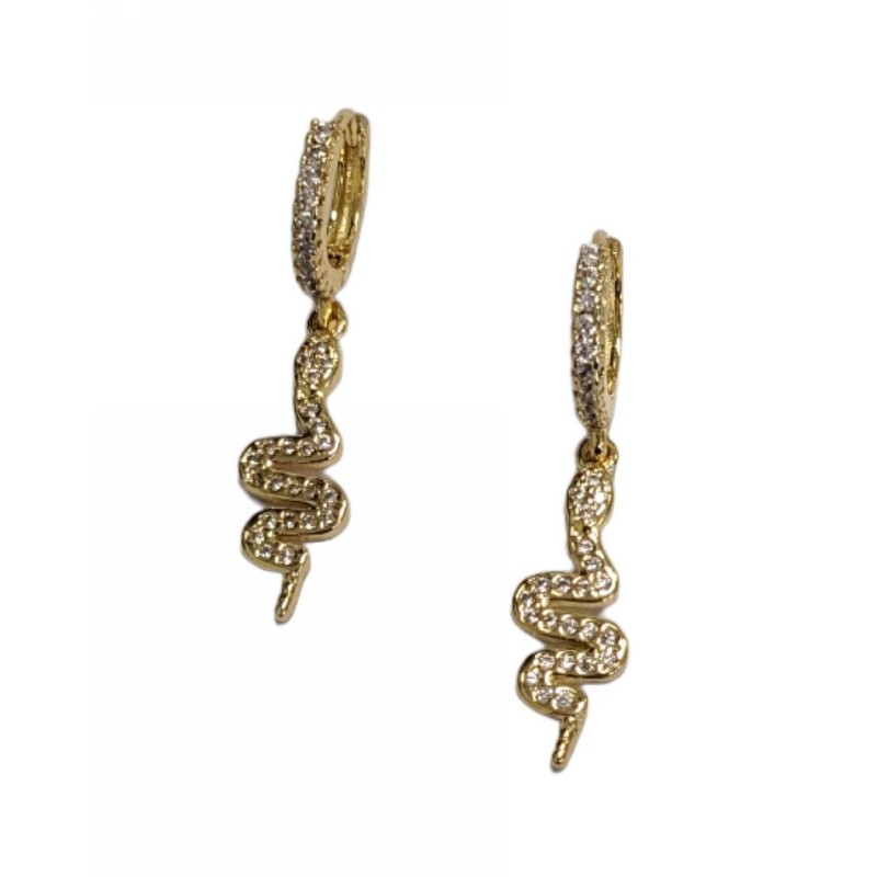 Kostibas 3012-94224, Σκουλαρίκια, Μεταλλικά, Φίδι, Με στρας, Χρυσό 