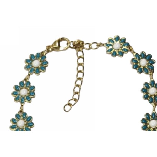 Kostibas 1513-722X3, Βραχιόλι, Ατσάλι, ΤΕ, Χρυσό με μπλε λουλούδια