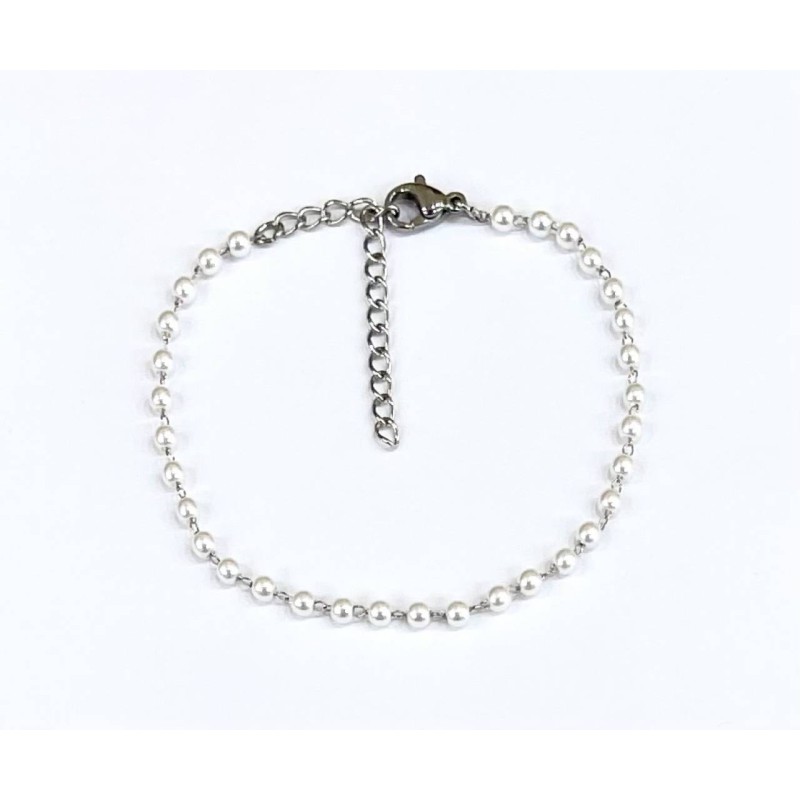 Kostibas 1513-714A3, Βραχιόλι, Ατσάλι, Με πέρλα, ΤΕ, Λευκό