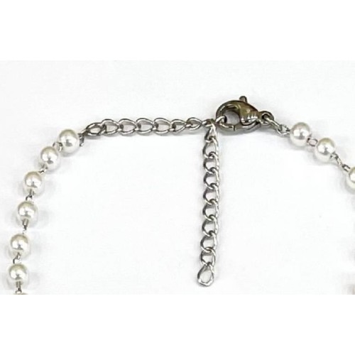 Kostibas 1513-714A4, Βραχιόλι, Ατσάλι, Με πέρλα, Λευκό