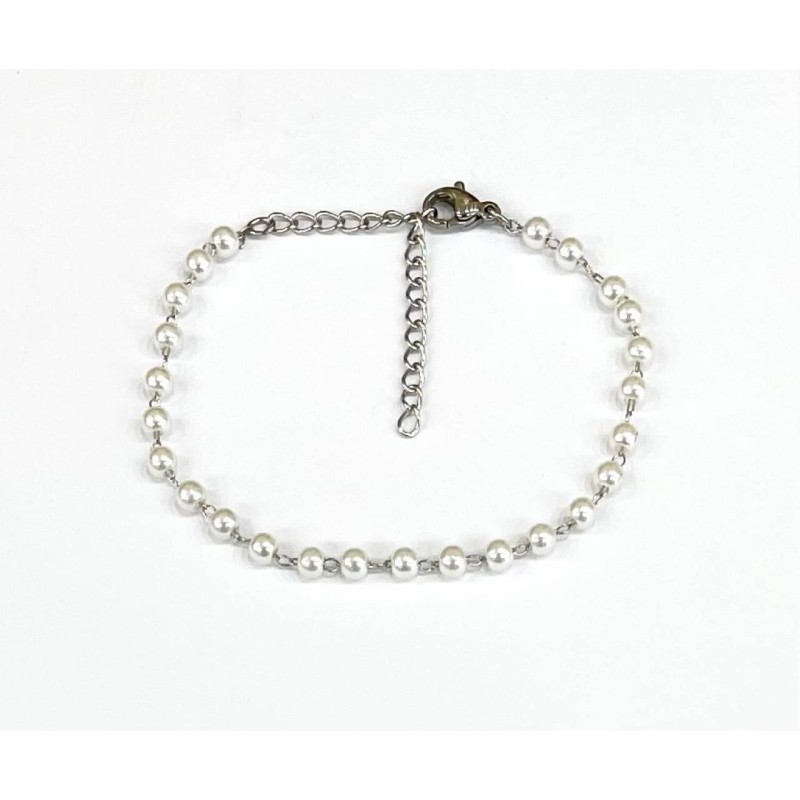 Kostibas 1513-714A4, Βραχιόλι, Ατσάλι, Με πέρλα, Λευκό