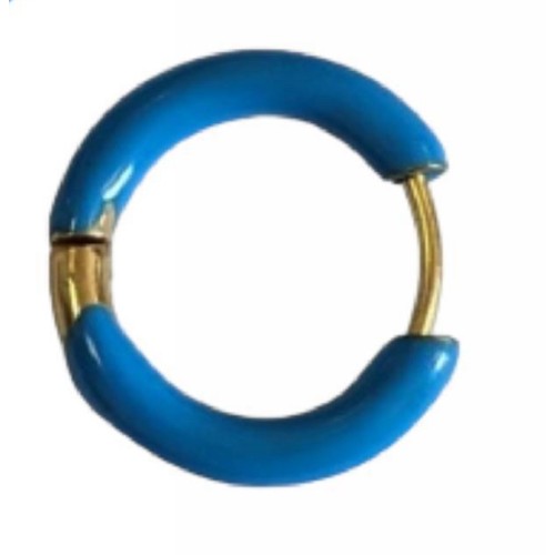 Kostibas 3113-819XB, Σκουλαρίκια κρίκοι, Ατσάλι, Με σμάλτο, Μπλε