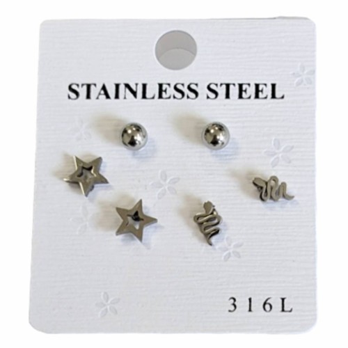 Kostibas 3213-711A, Σκουλαρίκια Παιδικά, Καρφωτά, ΤΕ, Ατσάλι, Λευκό