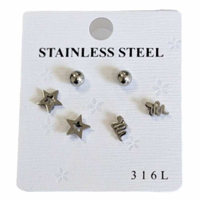 Kostibas 3213-711A, Σκουλαρίκια Παιδικά, Καρφωτά, ΤΕ, Ατσάλι, Λευκό