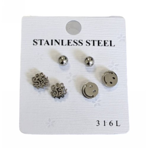 Kostibas 3213-712A, Σκουλαρίκια Παιδικά, Καρφωτά, Ατσάλι, Λευκό