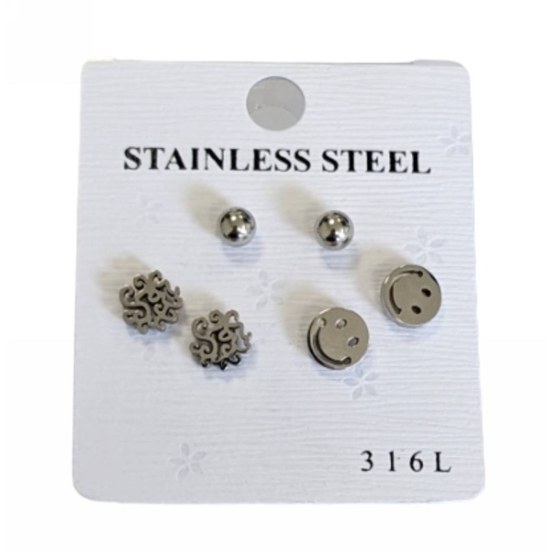 Kostibas 3213-712A, Σκουλαρίκια Παιδικά, Καρφωτά, Ατσάλι, Λευκό