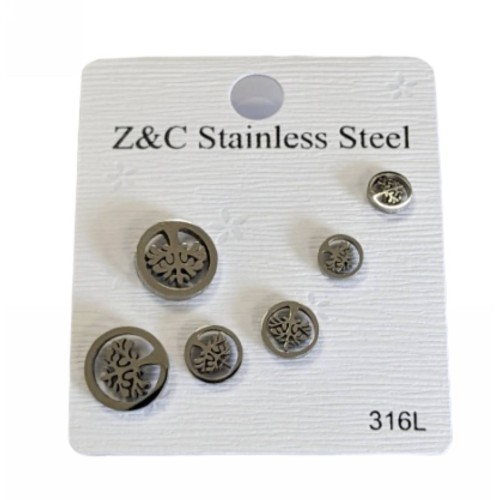 Kostibas 3213-719A, Σκουλαρίκια Παιδικά, Καρφωτά, Ατσάλι, Δέντρο της ζωής, Λευκό