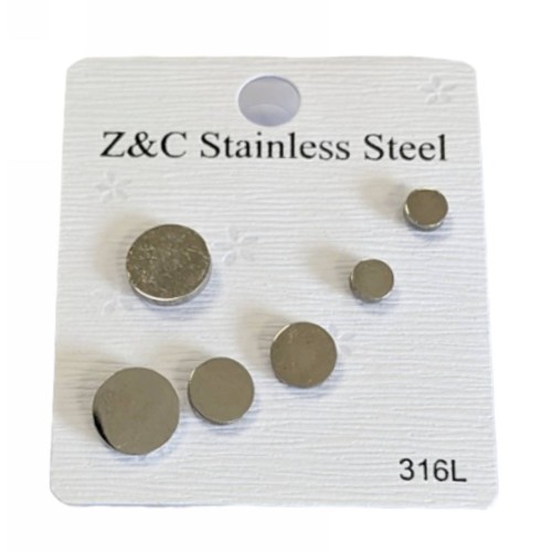 Kostibas 3213-720A, Σκουλαρίκια Παιδικά, Καρφωτά, Ατσάλι, Κύκλος, Λευκό