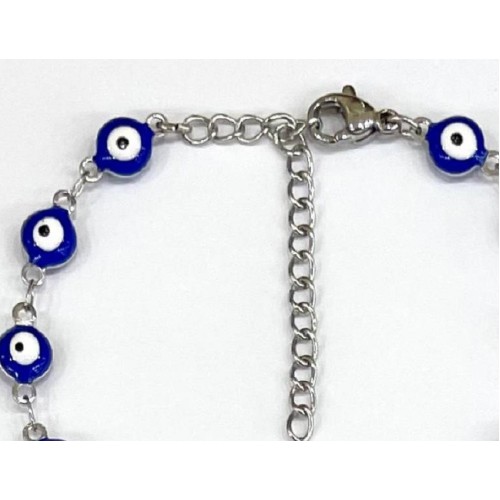 Kostibas 1513-711AB, Βραχιόλι, Ατσάλι, Με μάτια μπλε, Ασημί