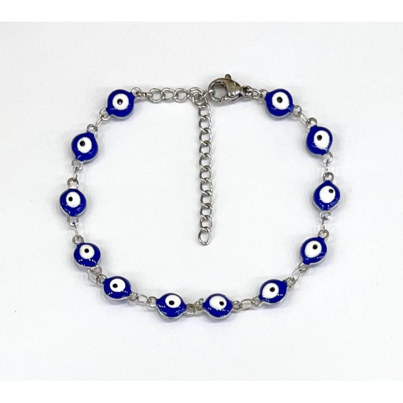 Kostibas 1513-711AB, Βραχιόλι, Ατσάλι, Με μάτια μπλε, Ασημί