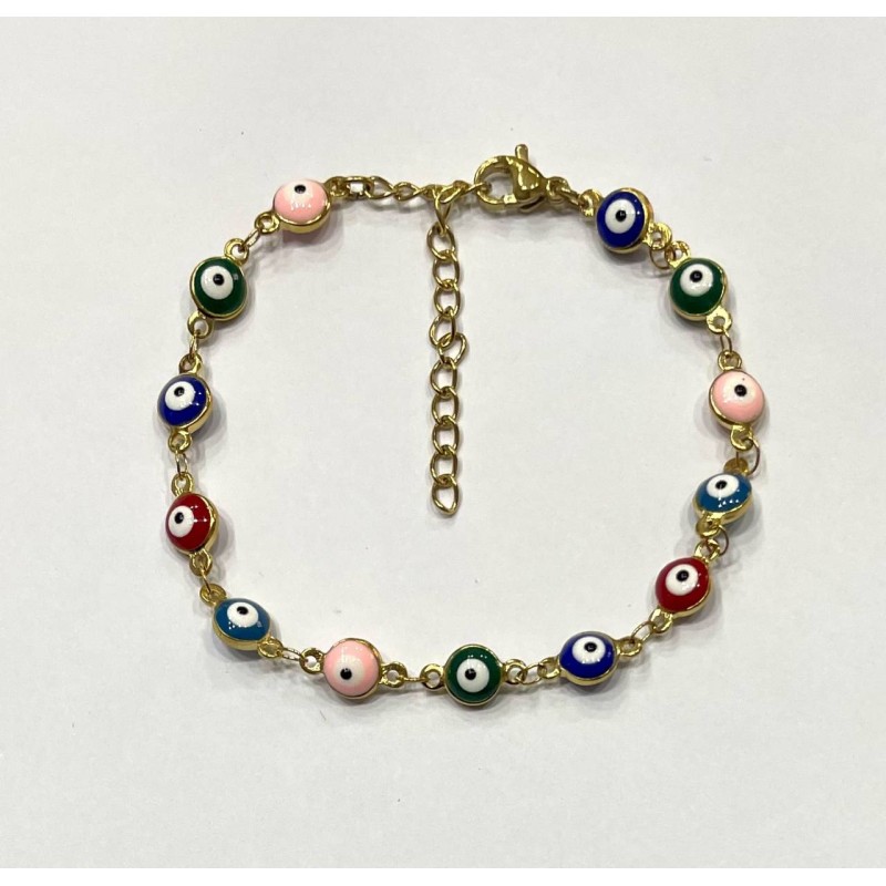 Kostibas 1513-711XO, Βραχιόλι, Ατσάλι, Με μάτια πολύχρωμα, ΤΕ, Χρυσό