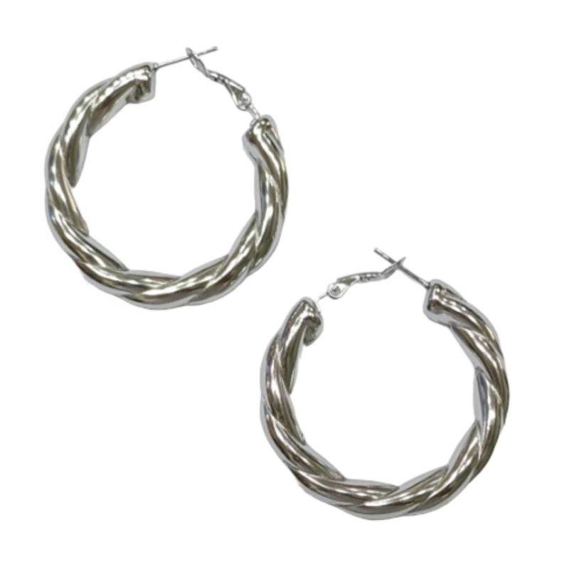 Kostibas 3113-883AH, Σκουλαρίκια κρίκοι, Ατσάλι, Ασημί