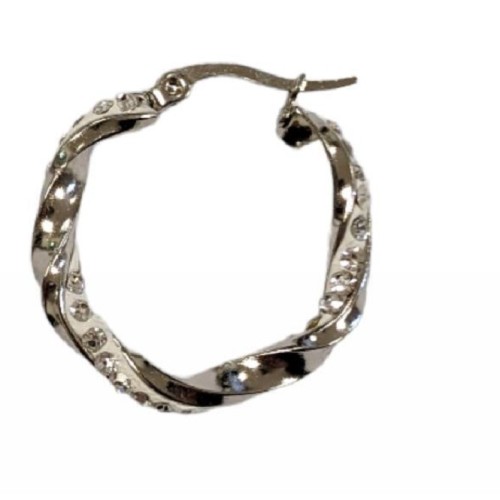 Kostibas3113-639AE, Σκουλαρίκια κρίκοι, Ατσάλι, Λευκό