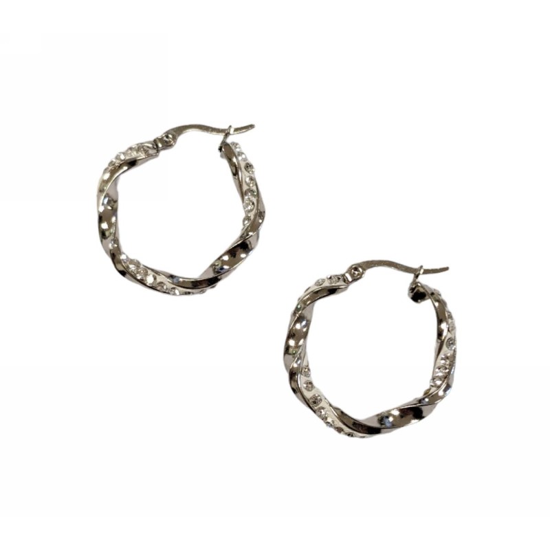 Kostibas3113-639AE, Σκουλαρίκια κρίκοι, Ατσάλι, Λευκό