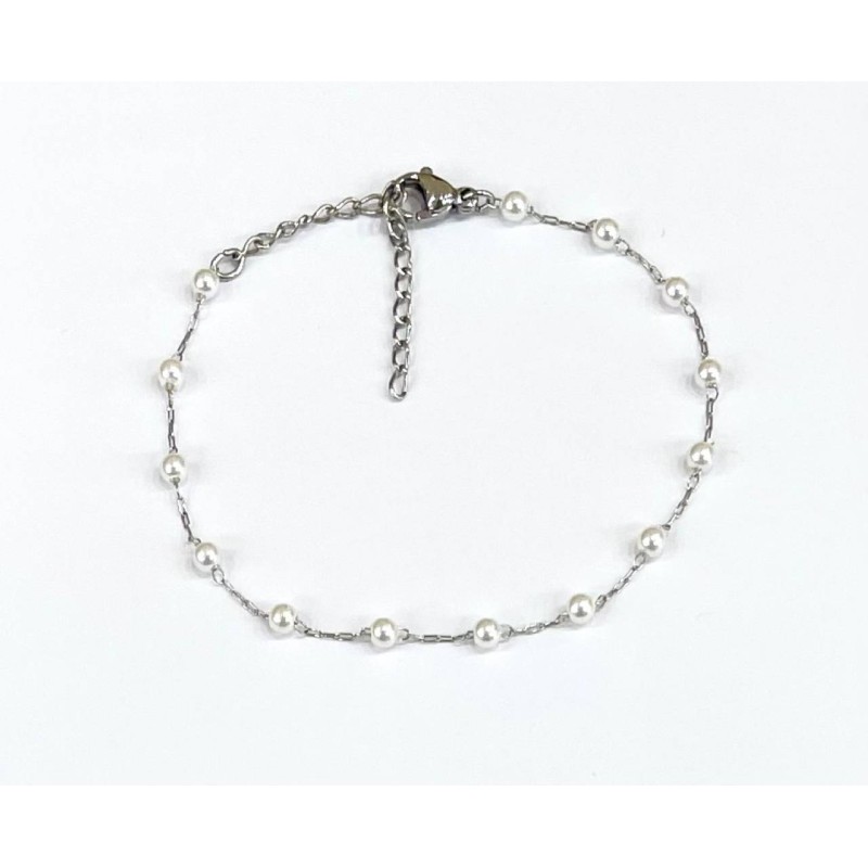 Kostibas 1513-713A, Βραχιόλι, Ατσάλι, Με περλα, ΤΕ, Λευκό