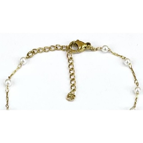 Kostibas 1513-713X, Βραχιόλι, Ατσάλι, Με περλα, Χρυσό