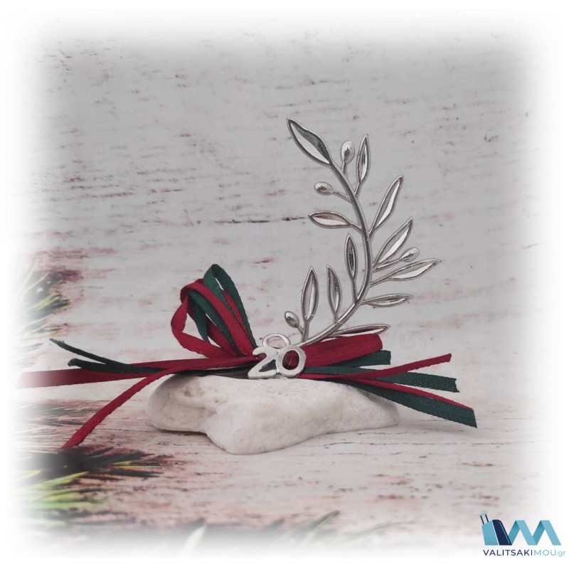 Kostibas 6714-102A, Γούρι Χριστουγεννιάτικο, Πέτρα, Ασημί