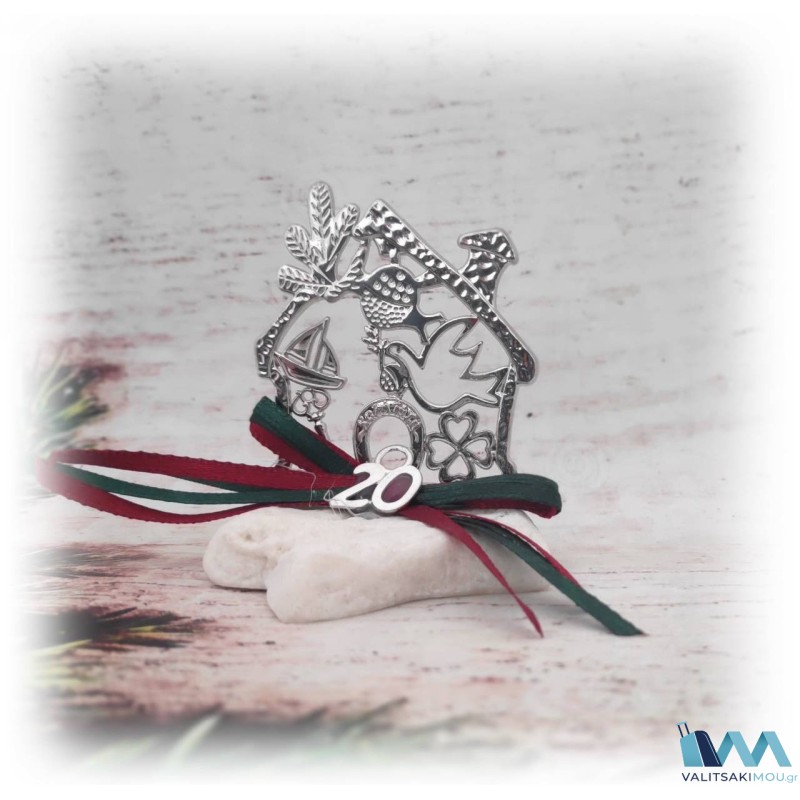 Kostibas 6714-103A, Γούρι Χριστουγεννιάτικο, Πέτρα, Ασημί