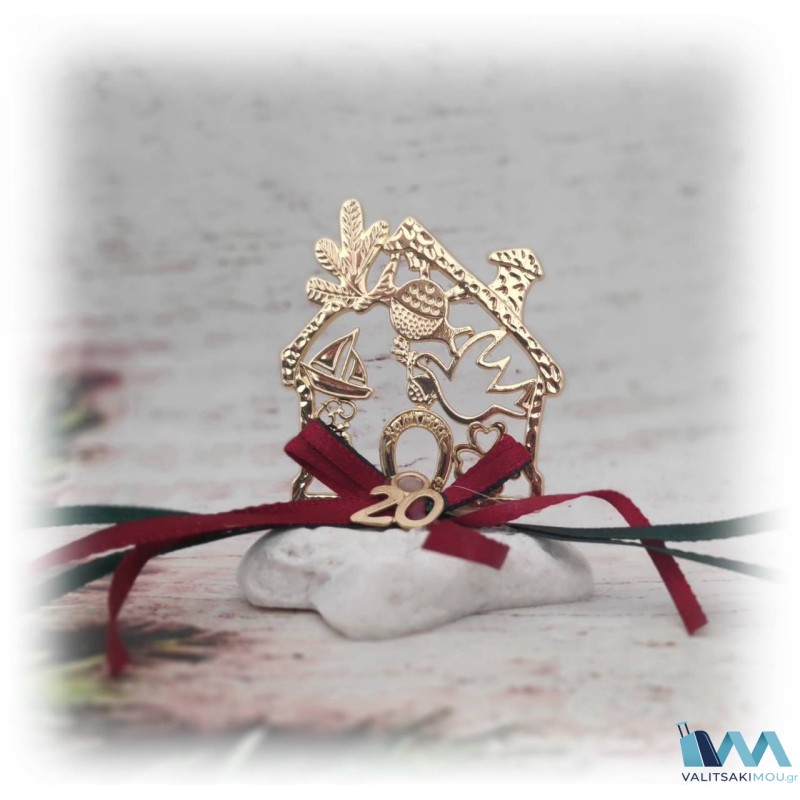 Kostibas 6714-103X, Γούρι Χριστουγεννιάτικο, Πέτρα, Χρυσαφί