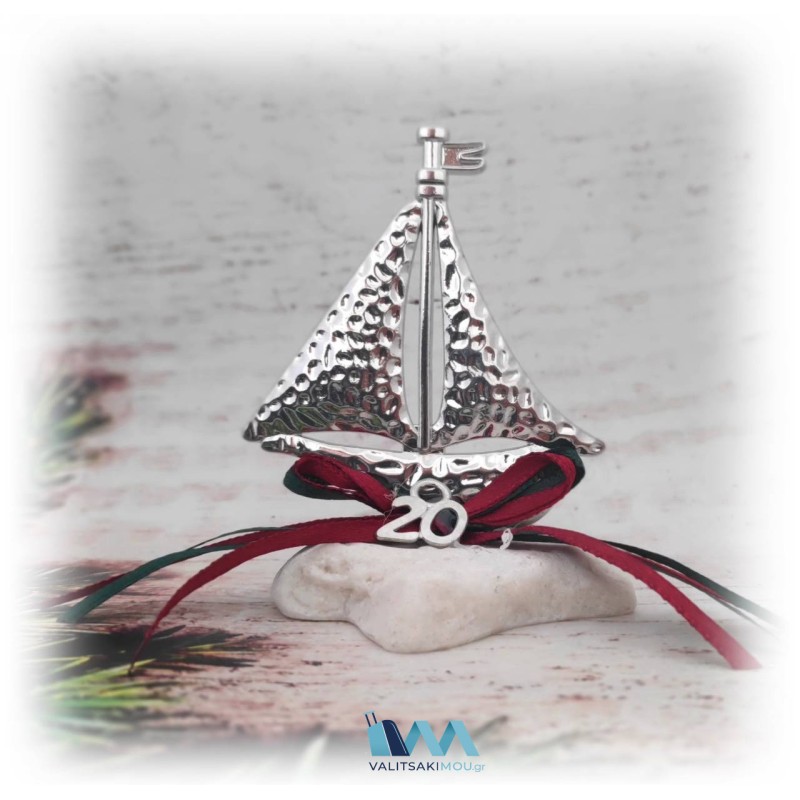 Kostibas 6714-104A, Γούρι Χριστουγεννιάτικο, Πέτρα, Ασημί