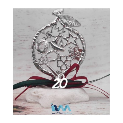 Kostibas 6714-105A, Γούρι Χριστουγεννιάτικο, Πέτρα, Ασημί