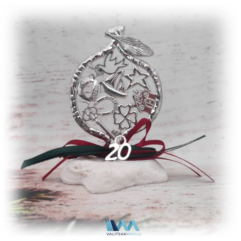 Kostibas 6714-105A, Γούρι Χριστουγεννιάτικο, Πέτρα, Ασημί