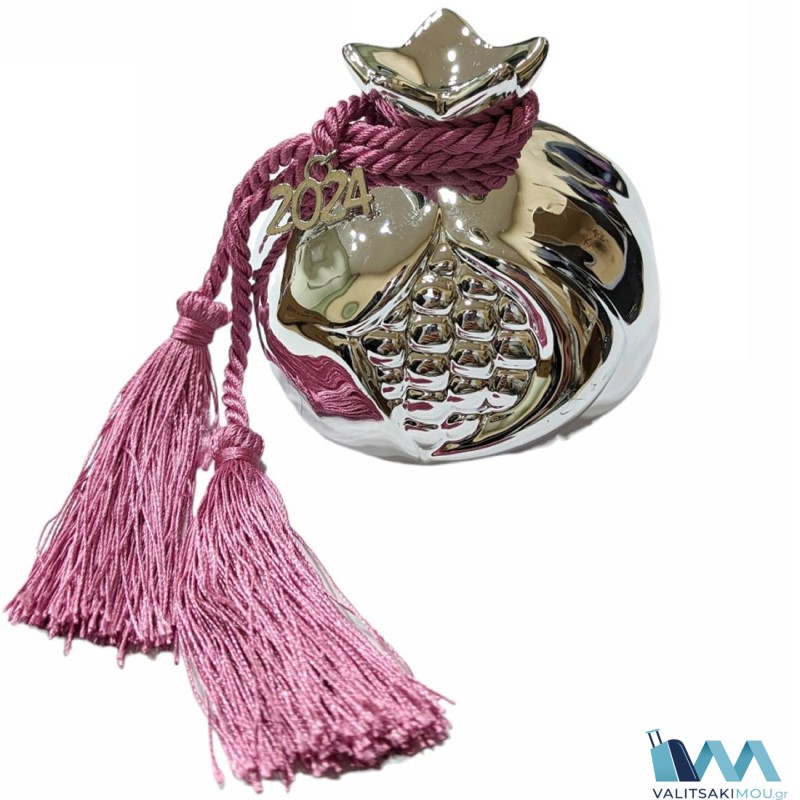 Kostibas 5698-054A, Διακοσμητικό ρόδι, Ασημί