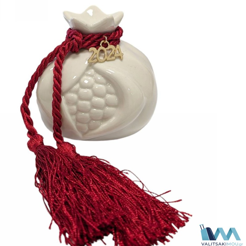 Kostibas 5698-054L, Διακοσμητικό ρόδι, Λευκό