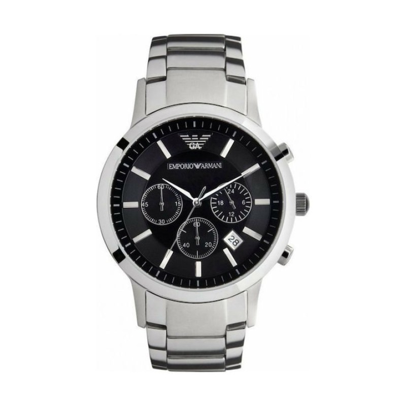 Emporio Armani AR2434 Renato Stainless Steel Χρονογράφος, Με μπρασελέ, Ασημί Emporio Armani AR2434 Renato Stainless Steel Χρονογράφος, Με μπρασελέ, Ασημί