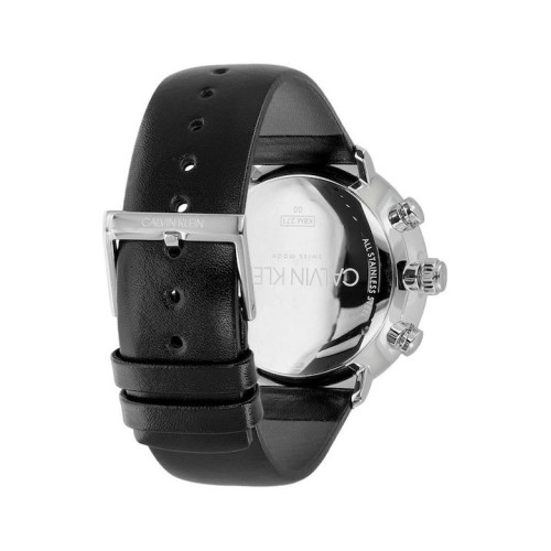 Calvin Klein K8M271CN High Noon, Stainless Steel, TE, Χρονογράφος, Δερμάτινο, Μαύρο