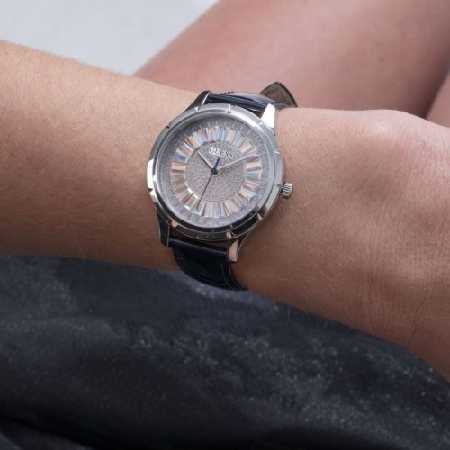 GUESS GW0299L1 Glamour, Stainless Steel, Αναλογικό, Δερμάτινο, TE, Μπλε
