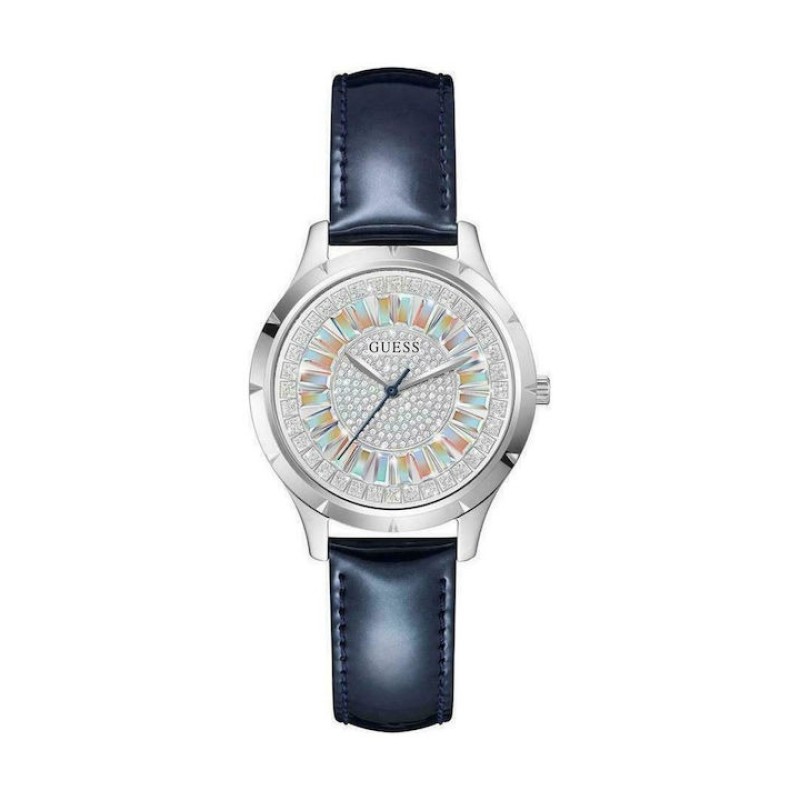 GUESS GW0299L1 Glamour, Stainless Steel, Αναλογικό, Δερμάτινο, TE, Μπλε