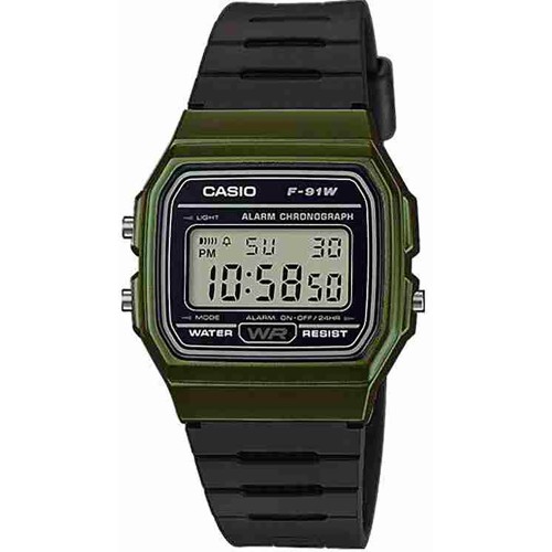Casio F-91WM-3A, Stainless Steel, Καουτσούκ, Μαύρο