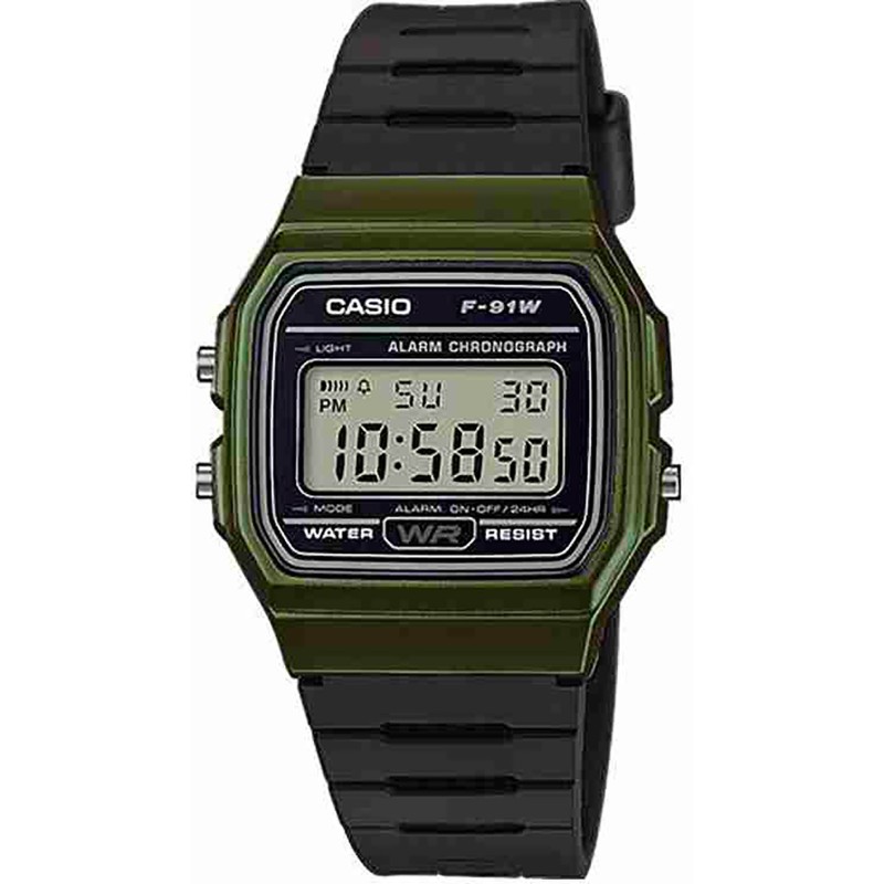 Casio F-91WM-3A, Stainless Steel, Καουτσούκ, Μαύρο