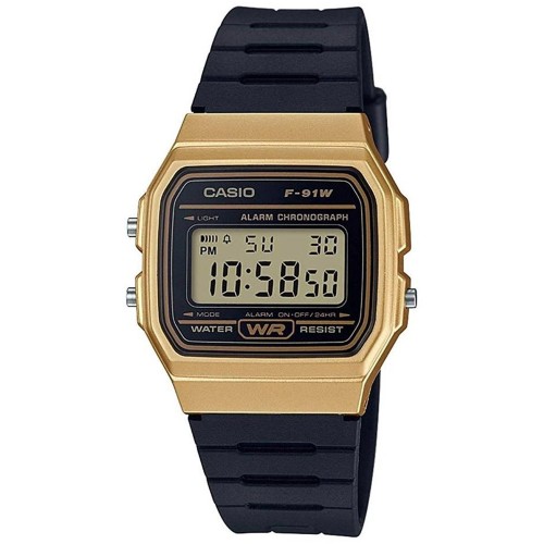 Casio F-91WM-9A, Stainless Steel, Καουτσούκ, Μαύρο