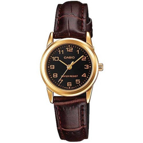 Casio LTP-V001GL-1B, Stainless Steel, Δερμάτινο, TE, Καφέ