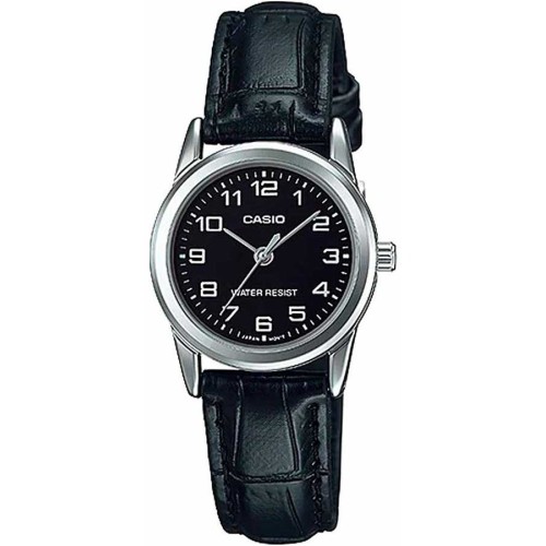 Casio LTP-V001L-1B, Stainless Steel, Δερμάτινο, TE, Μαύρο