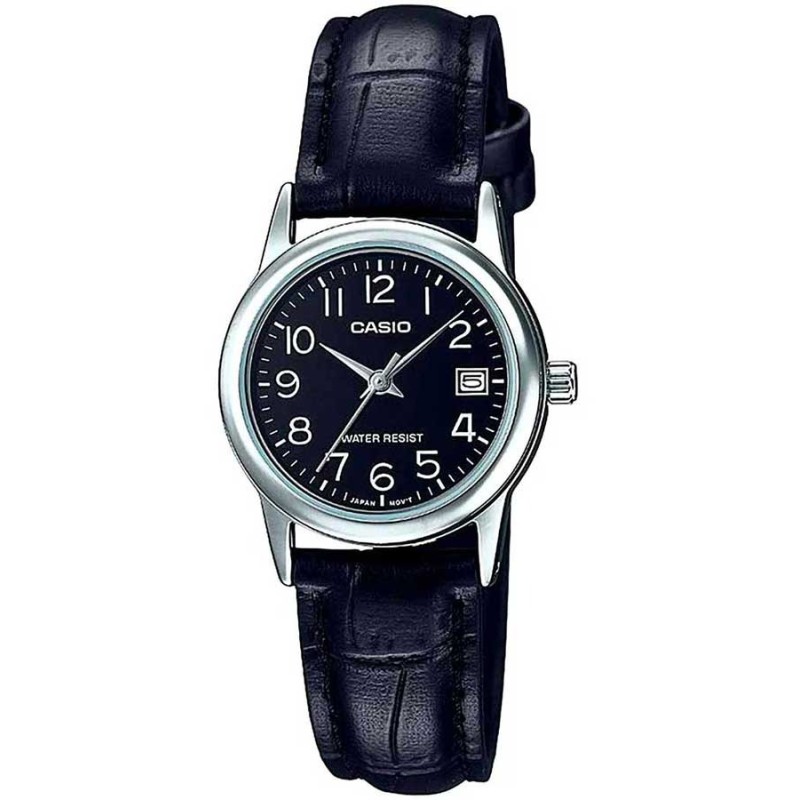Casio LTP-V002L-1B, Stainless Steel, Δερμάτινο, TE, Μαύρο
