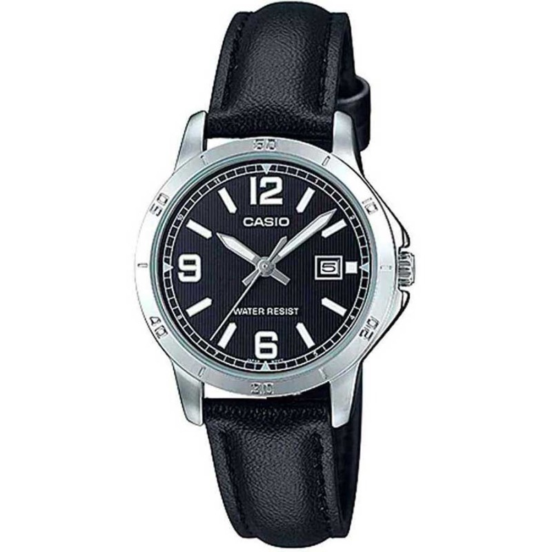 Casio LTP-V004L-1B, Stainless Steel, Δερμάτινο, TE, Μαύρο