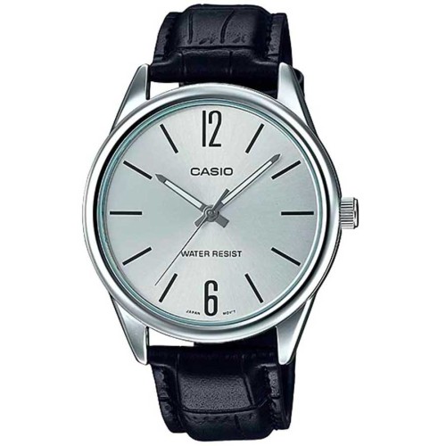 Casio MTP-V005L-7B, Δερμάτινο, Μαύρο