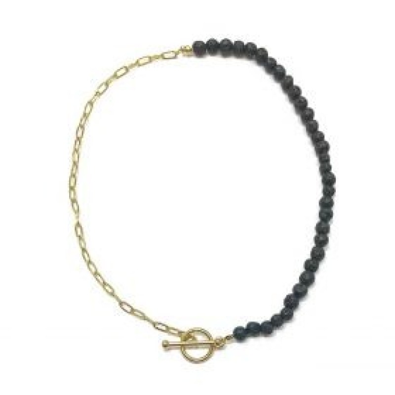 Kostibas 1014-920AX, Κολιέ, Ατσάλι, Λάβα, Χρυσό